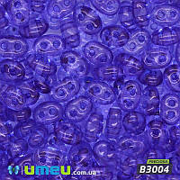 Бисер чешский Twin (Твин) №B3004, 2,5х5 мм, Синий прозрачный, 5 г (BIS-026285)