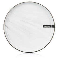 Тарелка десертная Ardesto Marmo біла d19 см керамика (AR2919MRW)