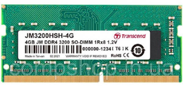 Пам'ять SoDDR4  4GB  3200MHz PC4-25600  Transcend (AS04GGB26CQTBGH) (код 125716)