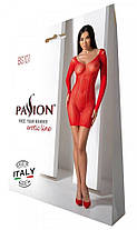 Напівпрозора міні-сукня Passion BS101 One Size, red, рукави-мітенки, фото 6