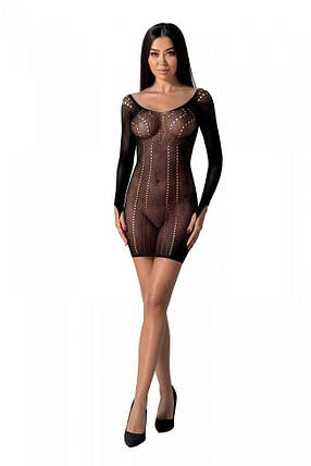 Напівпрозора міні-сукня Passion BS101 One Size, black, рукави-мітенки, фото 1
