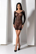 Напівпрозора міні-сукня Passion BS101 One Size, black, рукави-мітенки, фото 4