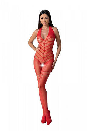 Бодістокінг із плетінням на животику Passion BS100 One Size, red, декоративний шов, з доступом, фото 1
