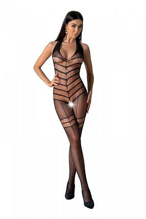 Бодістокінг із плетінням на животику Passion BS100 One Size, black, декоративний шов, з доступом, фото 1