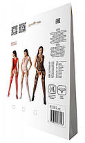 Бодістокінг із плетінням на грудях Passion BS099 One Size, red, відкритий доступ, імітація підв'язок, фото 5
