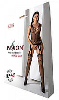 Бодістокінг із плетінням на грудях Passion BS099 One Size, black, відкритий доступ, імітація підв'язок, фото 6