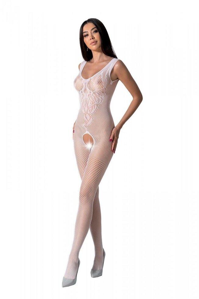 Бодістокінг із крилами Passion BS098 One Size, white, середня сітка, відкритий доступ