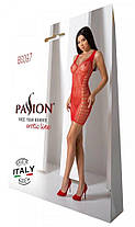 Міні-сукня з вертикальним візерунком Passion BS097 One Size, red, плетіння з боків, фото 6