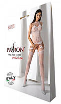 Бодістокінг з безліччю бретелів Passion BS095 One Size, white, імітація пояса та панчох, з доступом, фото 6