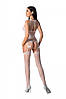 Бодістокінг з безліччю бретелів Passion BS095 One Size, white, імітація пояса та панчох, з доступом, фото 9