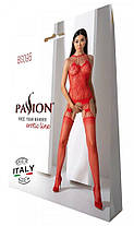 Бодістокінг з безліччю бретелів Passion BS095 One Size, red, імітація пояса та панчох, з доступом, фото 6