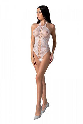 Бодістокінг з імітацією корсетного шнурівки Passion BS094 One Size, white, квітковий візерунок з доступом, фото 1
