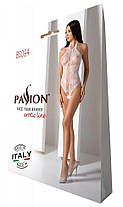 Бодістокінг з імітацією корсетного шнурівки Passion BS094 One Size, white, квітковий візерунок з доступом, фото 6