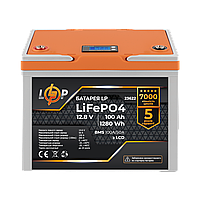 Аккумулятор LP LiFePO4 12,8V - 100 Ah (1280Wh) (BMS 100A/50А) пластик LCD Кешбек до 5%