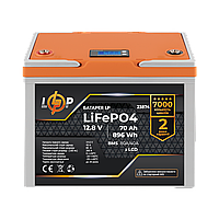 Аккумулятор LP LiFePO4 12.8V - 70 Ah 896Wh) (BMS 80A/40А) пластик LCD