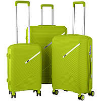 2E Набор пластиковых чемоданов, SIGMA,(L+M+S), 4 колеса, зелёное яблоко Baumar - Доступно Каждому
