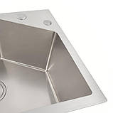 Кухонна мийка Рlatinum Handmade з нержавіючої сталі, 58х43х22 см, Прямокутна, Серебриста (SP000036081), фото 3