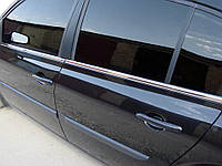 Наружняя окантовка стекол (4 шт, нерж) HB, OmsaLine - Итальянская нержавейка для Renault Megane II 2004-2009