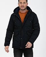 Куртка мужская зимняя парка утепленная флисовая "Wise" черная