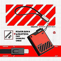 Магнитный повербанк с беспроводной зарядкой X-LIVE P2 +iPhone-SET, Power Bank MagSafe, 10000mAh (red)