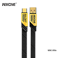Зарядный кабель WEKOME WDC-190a - USB-A to Type-C 6A, цинковый сплав, 1м (yellow)