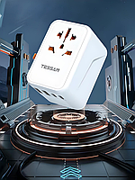 Универсальное зарядное устройство TESSAN GM-637 под любую розетку, 2 USB, 2 Type-C, 10A, 2500W, 65W, (white)
