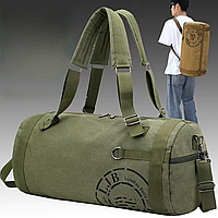 Большая сумка тканевая прочная дорожная через плечо, рюкзак, army green