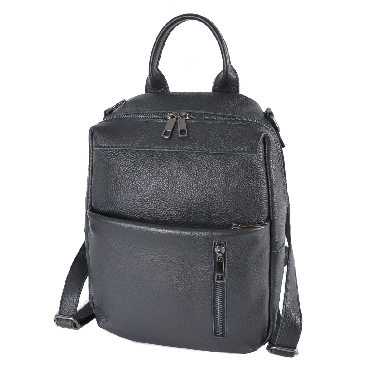 НАТУРАЛЬНА ШКІРА. ЧОРНА — сумка-рюкзак - великий якісний із зручною кишенею спереду (Луцьк, 802) 4667851