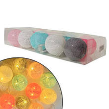 Гірлянда світлодіодна новорічна кольорова Бавовняні кульки 10 штук 2м