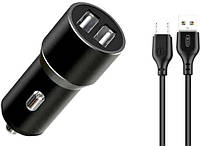 Автомобильное зарядное устройство XO Car Charger Set Micro Black (TZ09)