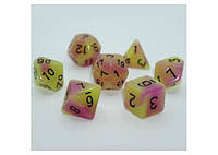 Настольная игра Games 7 Days Набор кубиков Double Color Glow in the dark 7 Dice Set - Yellow-Pink (7 шт.)