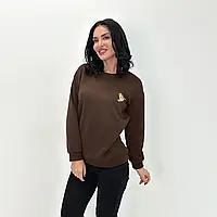 Жіночий теплий світшот на флісі з довгими рукавами та принтом у яскравих кольорах