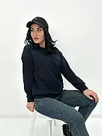 Жіночий однотонний светр, світшот на флісі з манжетами