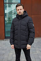 Удлиненная зимняя мужская куртка Black Vinyl C23-2265C
