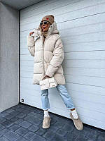 Пуховик женский зимний плащевка, подкладка саржа, наполнитель аэропух, стемный капюшон; размер: 42-46, 48-50