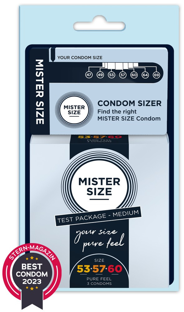Презервативи Mister Size Test Package Medium-3 різних розміри 53 мм — 57 мм — 60 мм