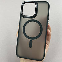 Чехол для Apple iPhone 14 Pro Max матовый цветной чехол с магсейф MagSafe на айфон 14 про макс черный boh