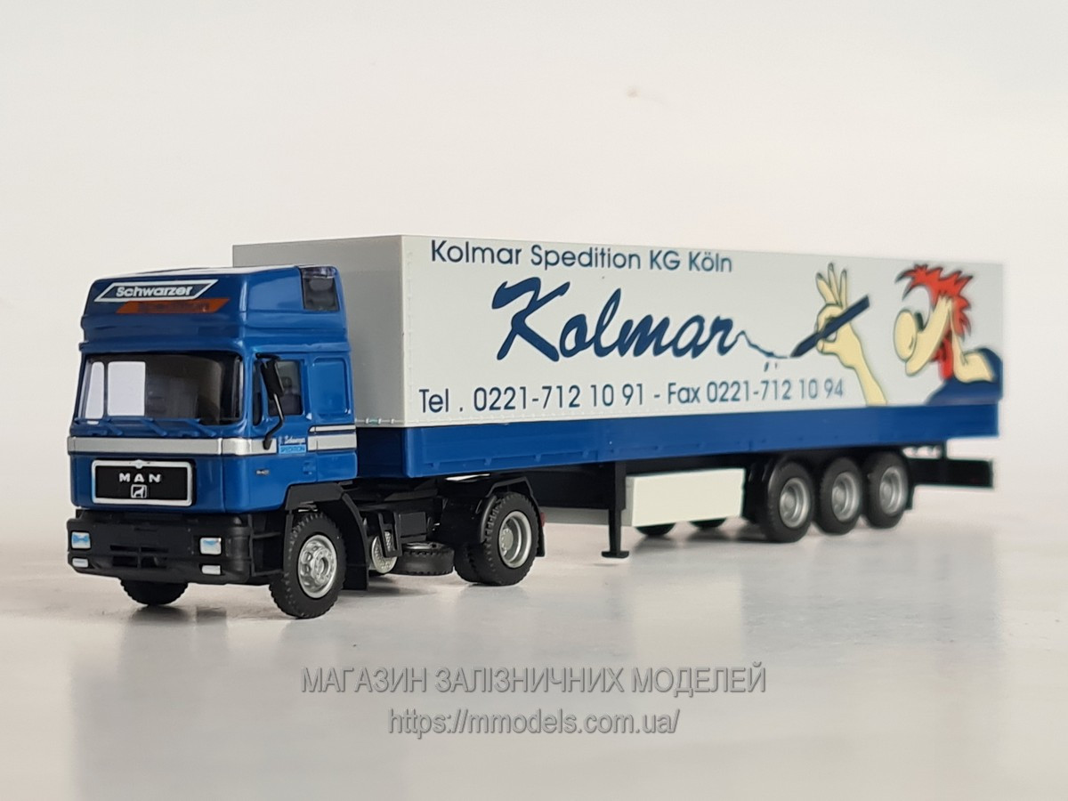 Масштабна модель вантажного автомобіля  MAN  з причепом, масштабу 1/87, H0, фото 1