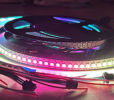 Розумна RGB стрічка 5в WS2812b SMD 5050 144 д.м. IP20 WS2812b PIXEL (ціна 1м) біла основа