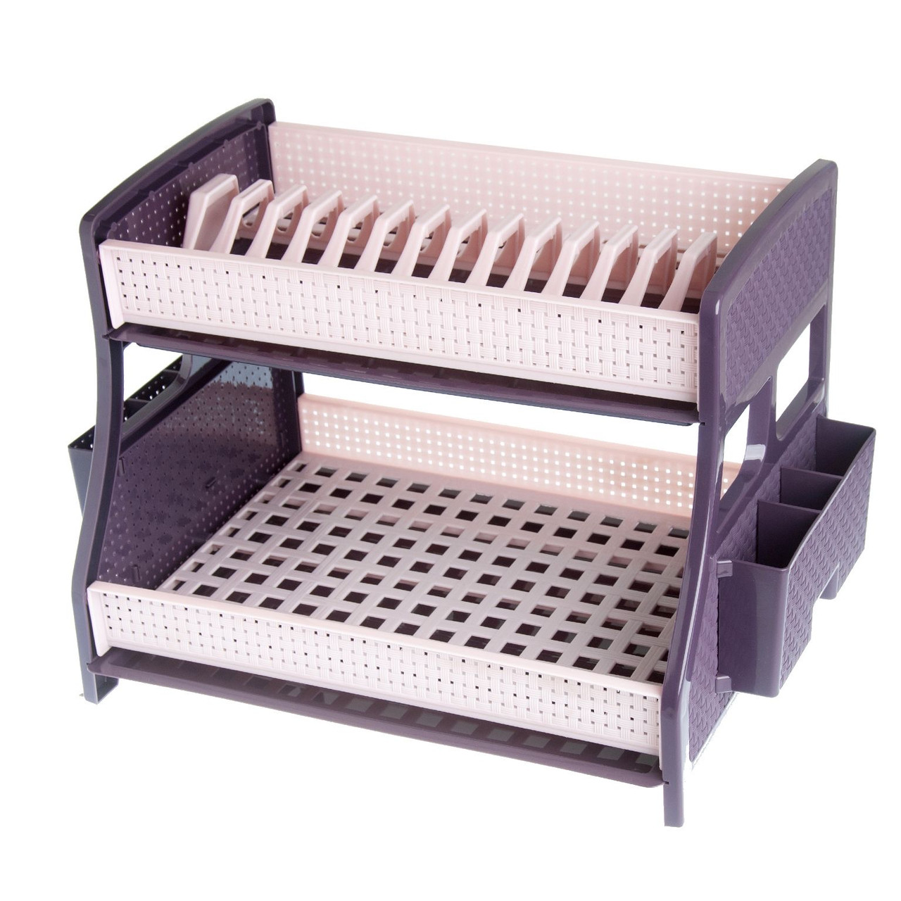 Сушка для посуду "Double" 2 яруси з двома піддонами Пудра