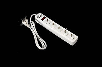 Сетевой фильтр, удлинитель с USB2 Optima Base 5 1,5m WHITE провод 3*0,75мм2 ax-1265