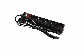 Сетевой фильтр, удлинитель с USB2 Optima Base 5 1,8m BLACK провод 3*0,75мм2 ax-1266