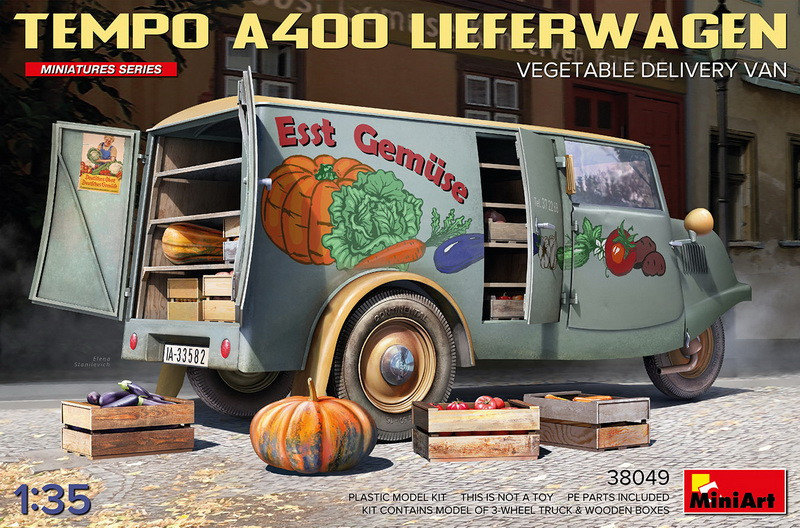 Пластикова модель 1/35 MiniArt 38049 німецький мікроавтобус Tempo A400 Фургон для доставки овочів