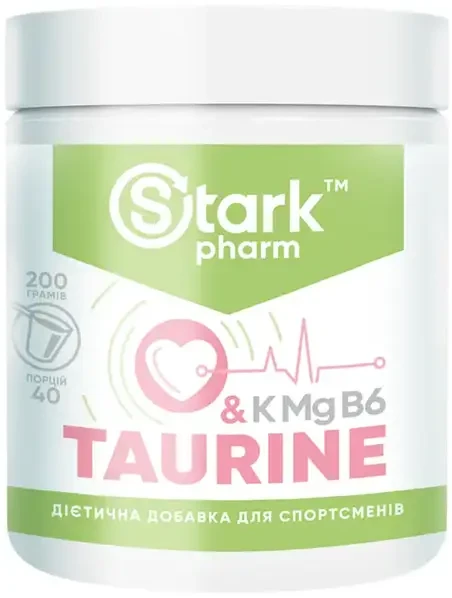 (уцінка термін по 8.25) Амінокислота таурін Stark Pharm Taurine + K Mg B6 200 г