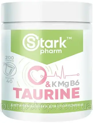 Амінокислота таурін Stark Pharm Taurine + K Mg B6 200 г, фото 2