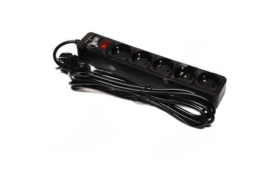 Сетевой фильтр, удлинитель с USB2 Optima Base 5 3m BLACK провод 3*0,75мм2 ax-1268