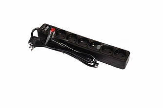 Сетевой фильтр, удлинитель с USB2 Optima Base 6 1,5m BLACK провод 3*0,75мм2 ax-1270