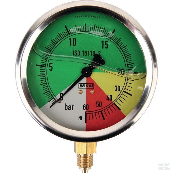 Манометр (корпус із нержавіючої сталі) D100 0-20-60BAR 1/4" v