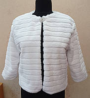 Тепла біла весільна шубка (курточка), рукав 3/4, штучне хутро, 48 розмір