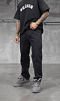 Мужские джинсы МОМ базовые (черные) комфортные молодежные свободные стильные с низкой посадкой А16482-3502
